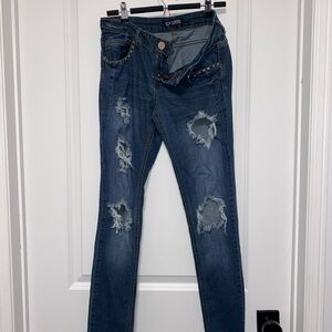 Women's Blue Distressed Jeans